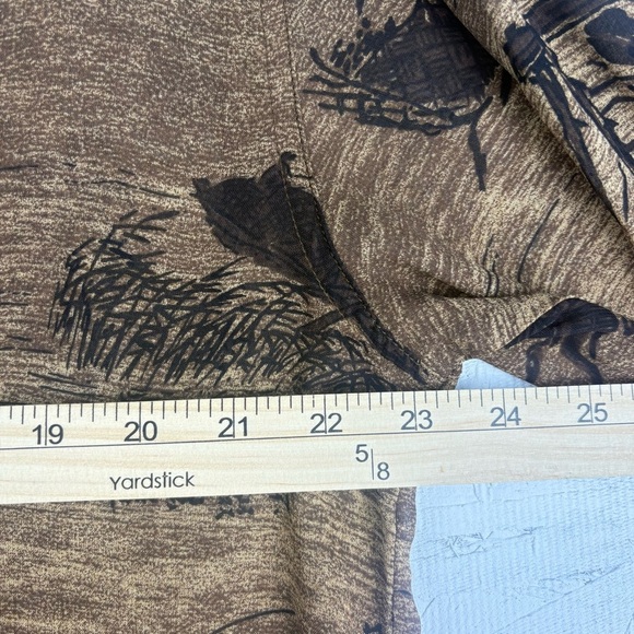 VTG Chico's Brown Sheer Button Down Shirt with Artistic Japanese Prints Large - Picture 5 of 10